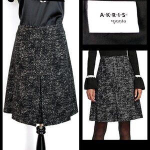 Akris Punto Tweed Black/ White A-Line Mini Skirt Sz 12